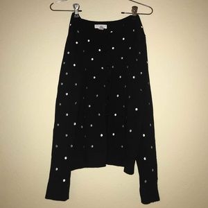 embroidered polka dot black cardigan